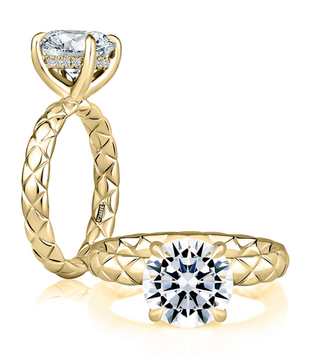 A.JAFFE 14K Yellow Gold 0.08 CTW Diamond Hidden Halo SemiMount Engagement Ring