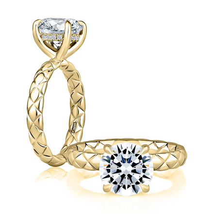 A.JAFFE 14K Yellow Gold 0.08 CTW Diamond Hidden Halo SemiMount Engagement Ring
