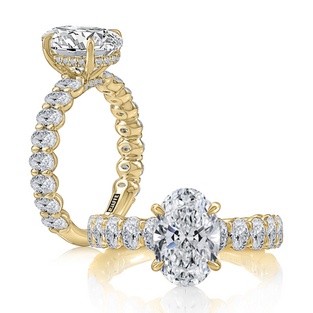 A.JAFFE 14K Yellow Gold 1.71 CTW Diamond And Hidden Halo Semi-Mount Engagement Ring