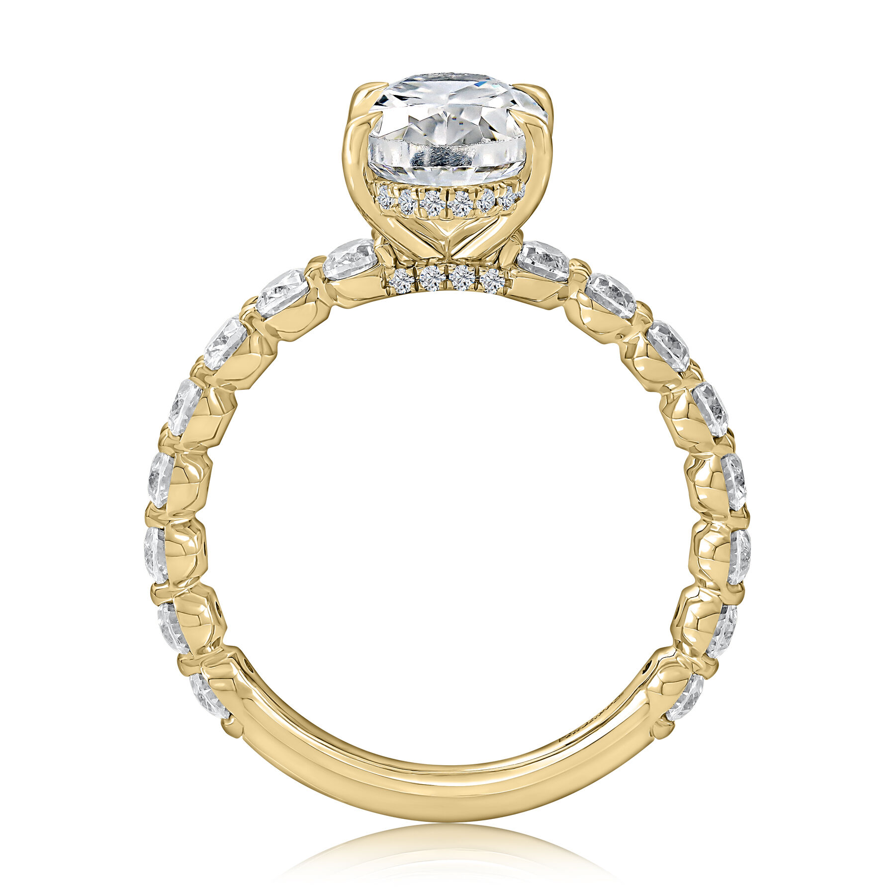 A.JAFFE 14K Yellow Gold 1.71 CTW Diamond And Hidden Halo Semi-Mount Engagement Ring