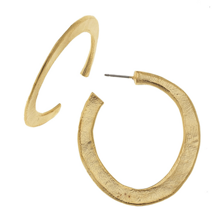 Susan Shaw Triple Gold Plated Hammered Hoop Earrings