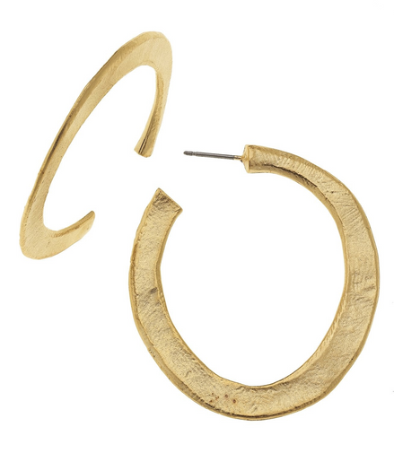 Susan Shaw Triple Gold Plated Hammered Hoop Earrings