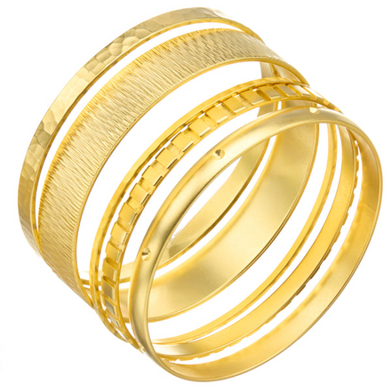 Susan Shaw 24K Triple Gold Plated Laudomia Bangle Set - Set Of 5