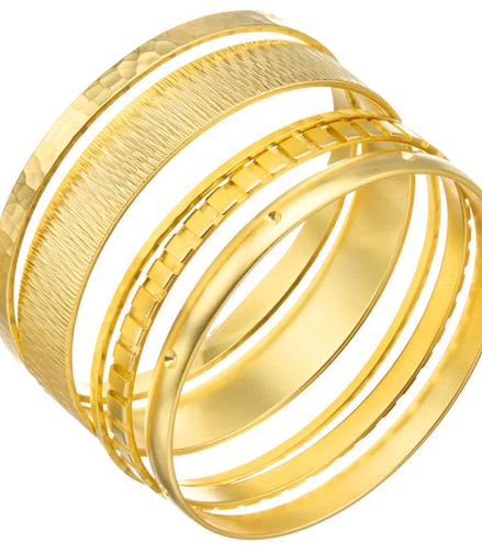 Susan Shaw 24K Triple Gold Plated Laudomia Bangle Set - Set Of 5