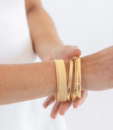 Susan Shaw 24K Triple Gold Plated Laudomia Bangle Set - Set Of 5