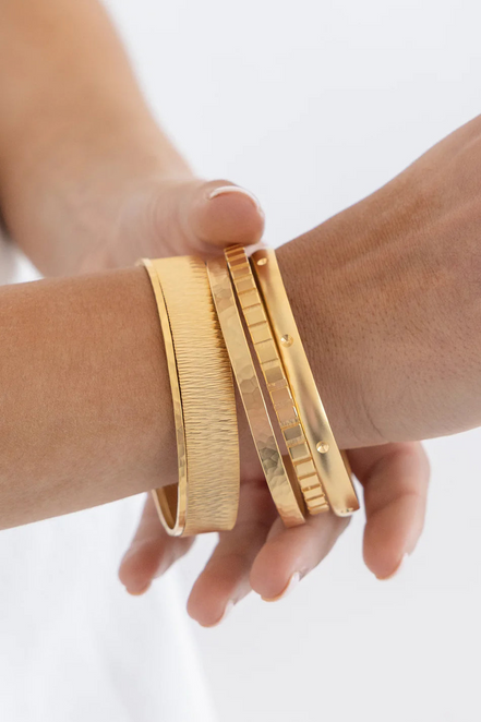 Susan Shaw 24K Triple Gold Plated Laudomia Bangle Set - Set Of 5
