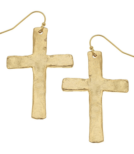 Susan Shaw 24K Triple Plated Gold Cross Earrings