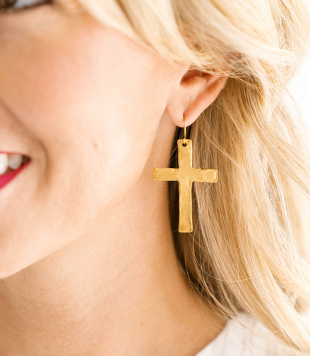 Susan Shaw 24K Triple Plated Gold Cross Earrings