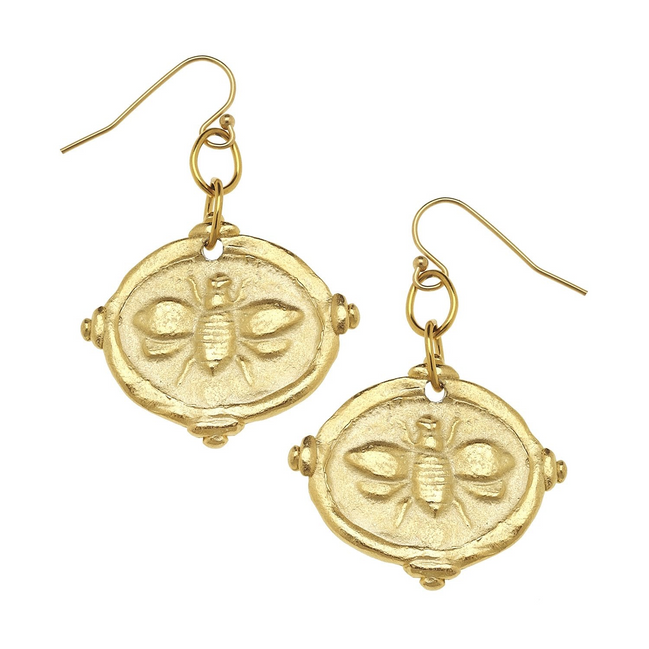 Susan Shaw Bee Intaglio Dangle Earrings