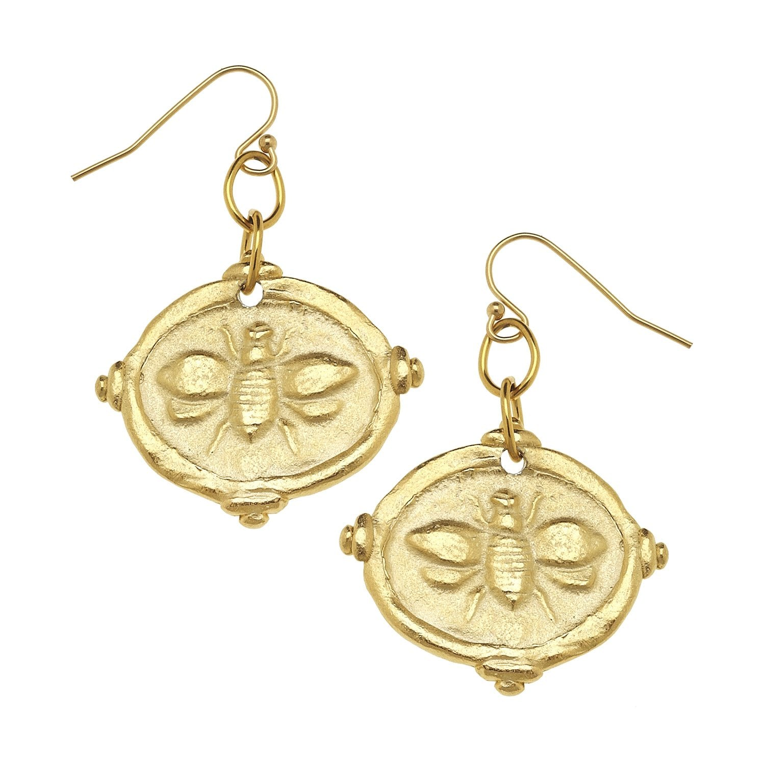 Susan Shaw Bee Intaglio Dangle Earrings