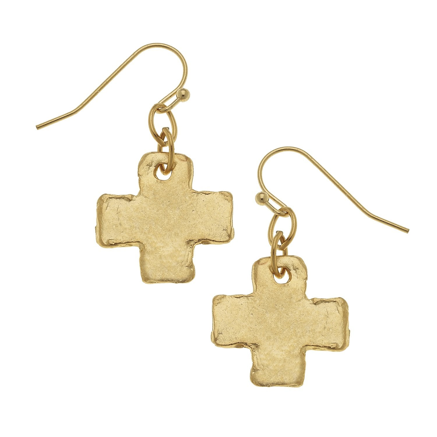 Susan Shaw Gold Plated Mini Square Cross Earrings