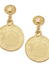 Susan Shaw Triple Gold Plated Greek Coin Dangle Earrings