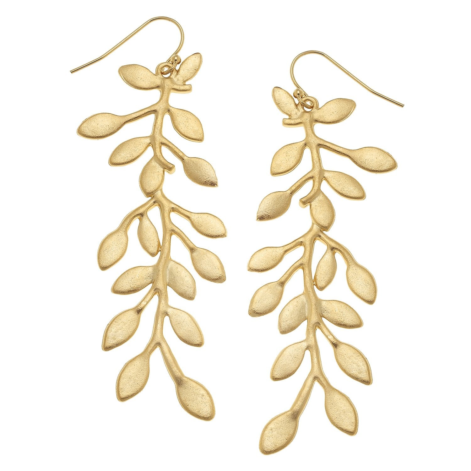 Susan Shaw 24K Gold Triple Plated Vine Dangle Earrings