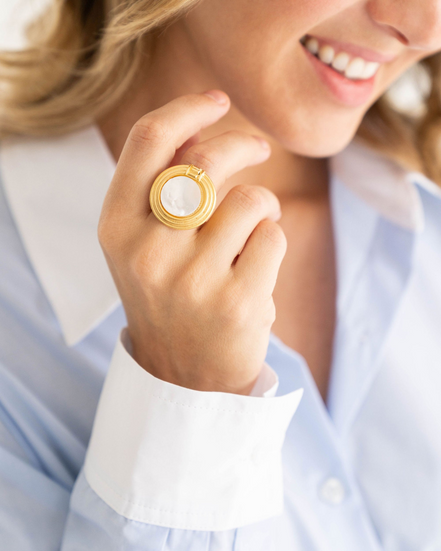 Susan Shaw Triple Gold Plated Roma Statement Adjustable Ring