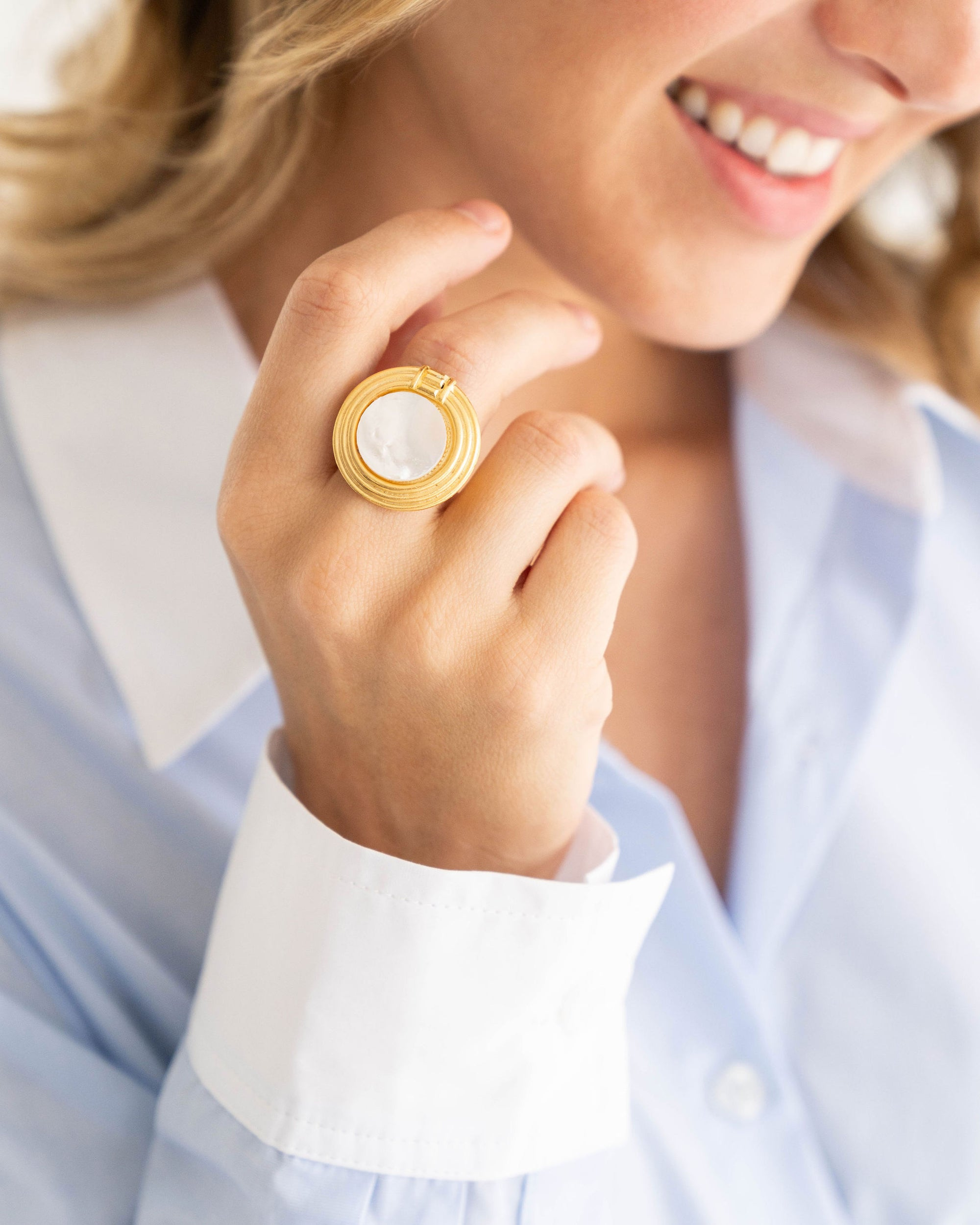 Susan Shaw Triple Gold Plated Roma Statement Adjustable Ring