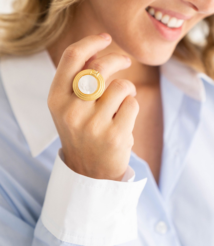 Susan Shaw Triple Gold Plated Roma Statement Adjustable Ring