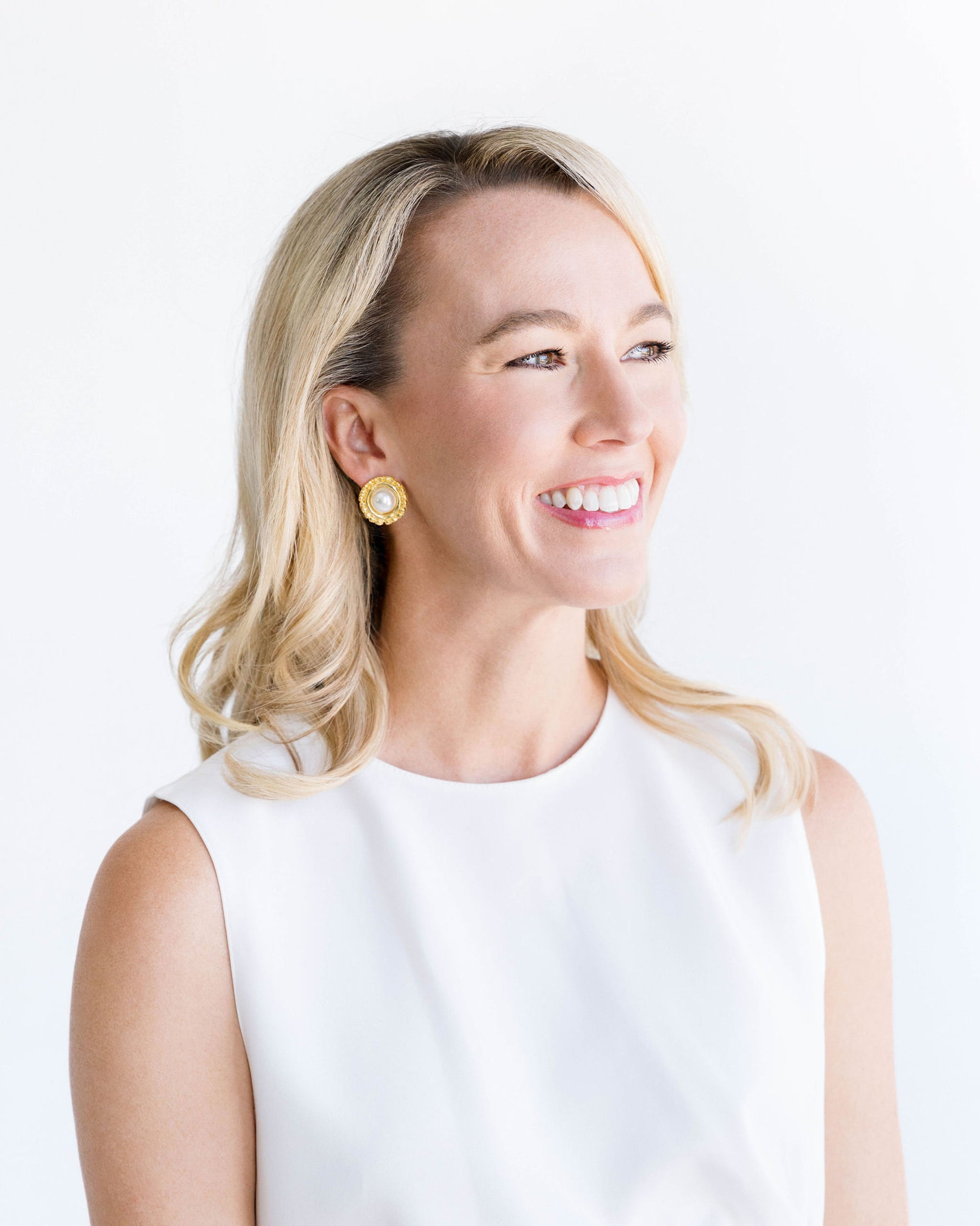 Susan Shaw Triple Gold Plated Dotted Pearl Studs