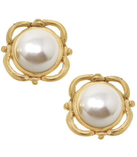 Susan Shaw Pearl Scroll Studs