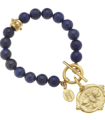 Susan Shaw Gold Bee Intaglio Stone Bracelet
