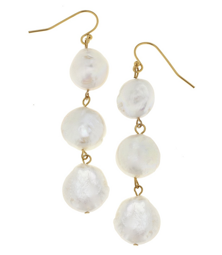 Susan Shaw Triple Tier Pearl Drop Earrings