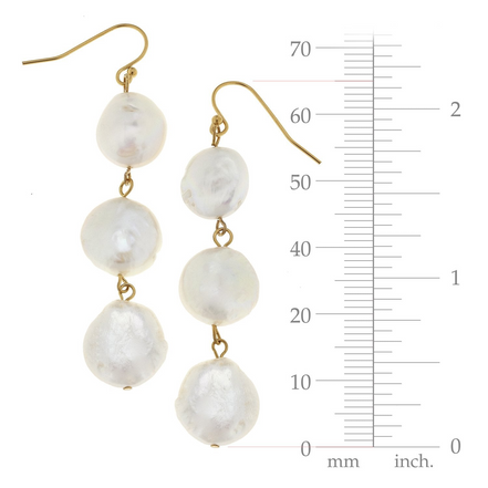 Susan Shaw Triple Tier Pearl Drop Earrings