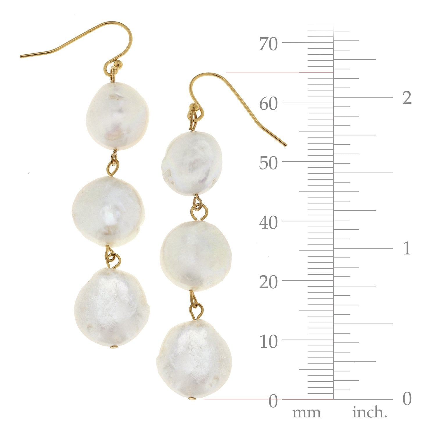 Susan Shaw Triple Tier Pearl Drop Earrings