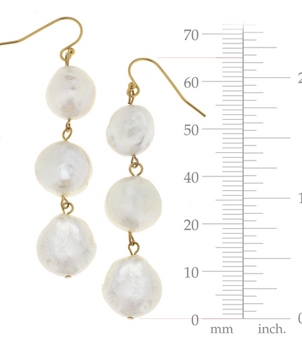Susan Shaw Triple Tier Pearl Drop Earrings