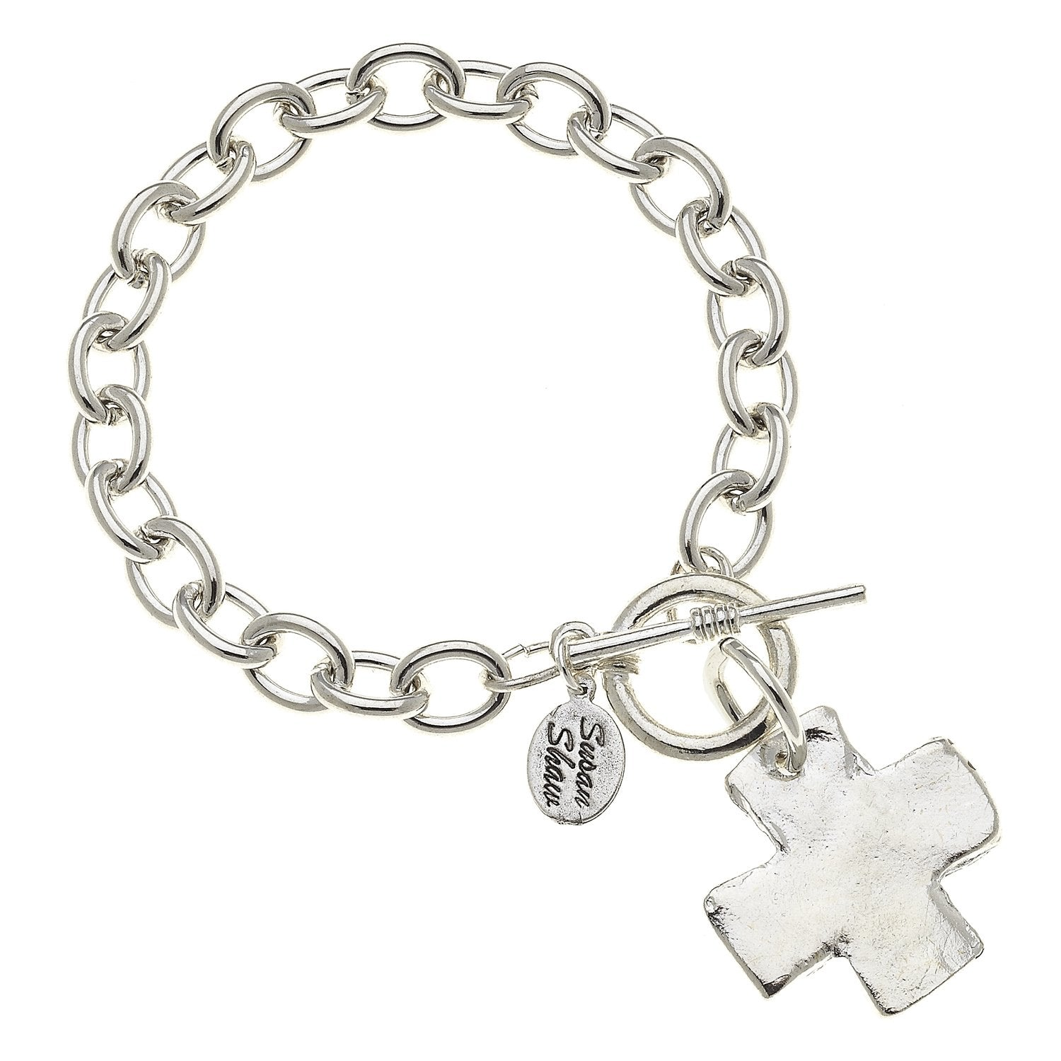 Susan Shaw Silver Cross Toggle Bracelet