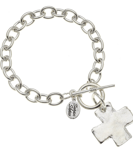 Susan Shaw Silver Cross Toggle Bracelet