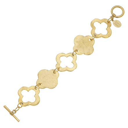 Susan Shaw Linked Clover Toggle Bracelet