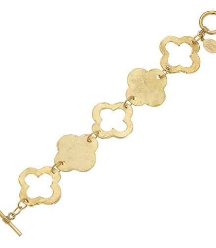 Susan Shaw Linked Clover Toggle Bracelet