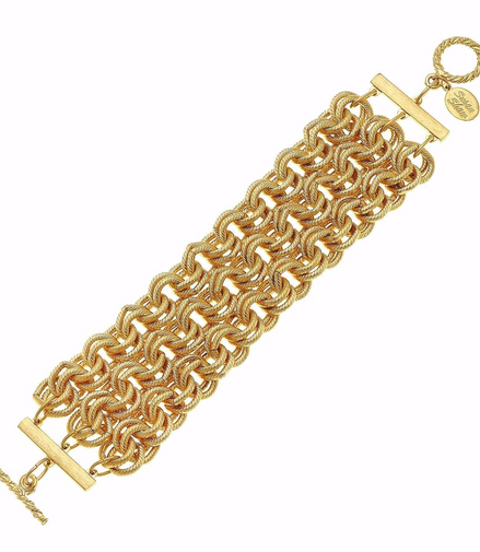 Susan Shaw Triple Strand Double Link Chain Bracelet