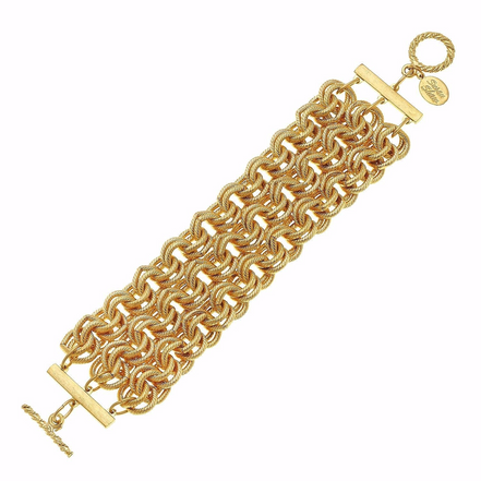 Susan Shaw Triple Strand Double Link Chain Bracelet