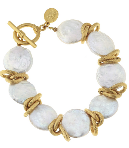 Susan Shaw Coin Pearl Bracelet
