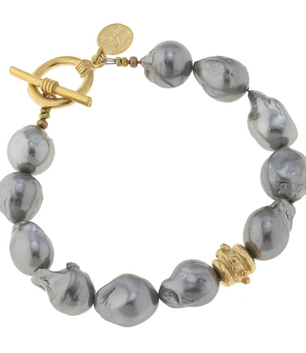Susan Shaw Grey Baroque Pearl Bracelet