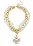 Susan Shaw Maltese Cross Multi-Strand Pearl Necklace