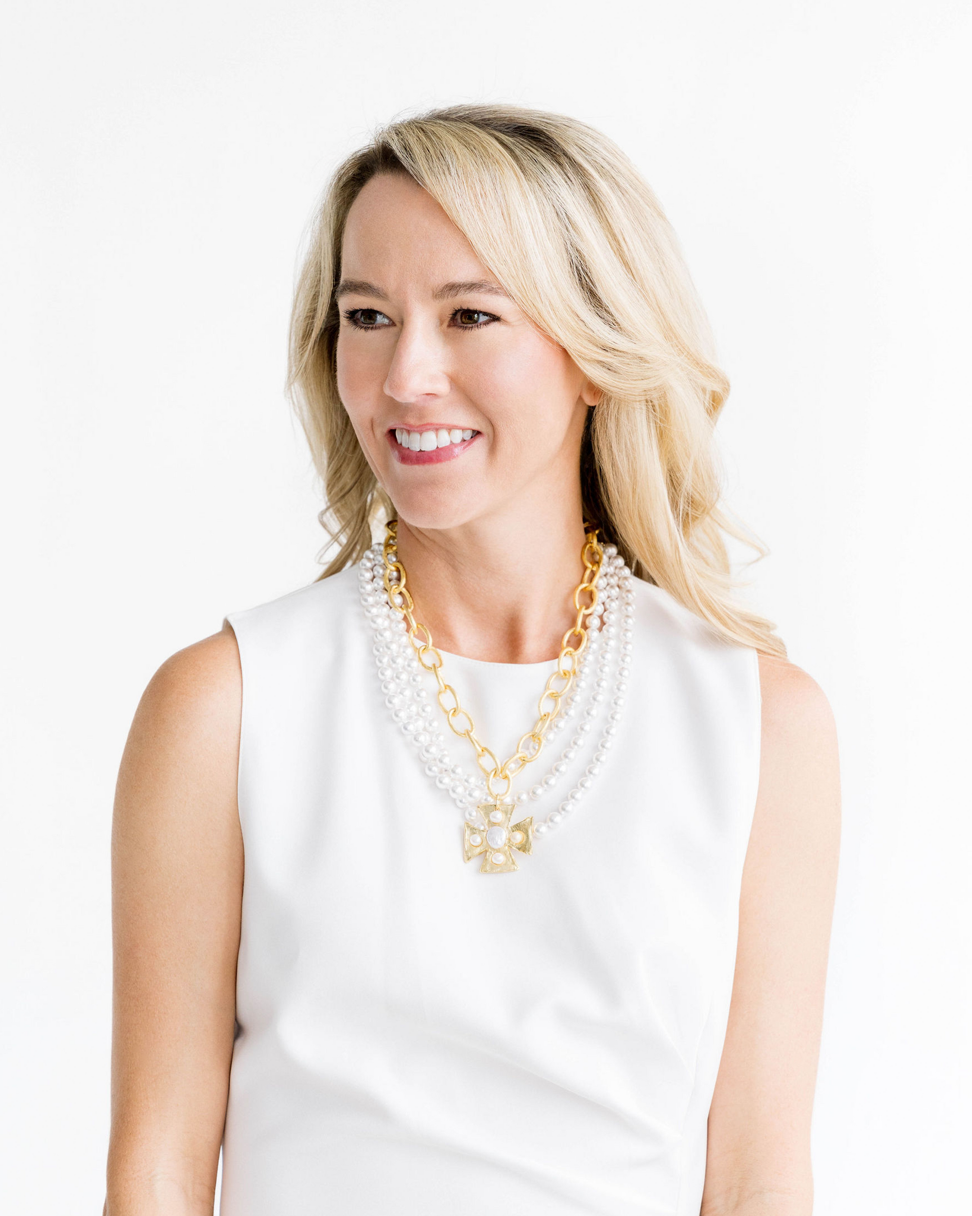 Susan Shaw Maltese Cross Multi-Strand Pearl Necklace