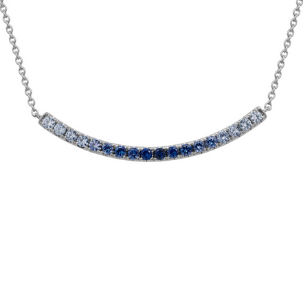 14K White Gold And Multi-Colored Sapphire Stationary Bar Pendant Necklace