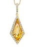 14K Yellow Gold Citrine And Diamond Kite Shaped Pendant Necklace
