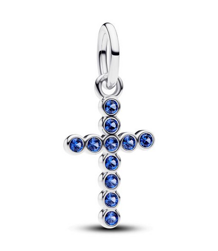 Pandora Stellar Blue Crystal Cross Dangle Charm