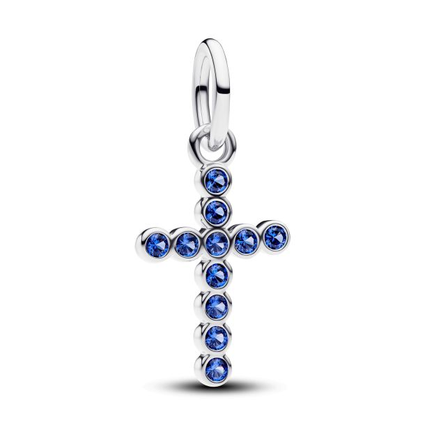 Pandora Stellar Blue Crystal Cross Dangle Charm