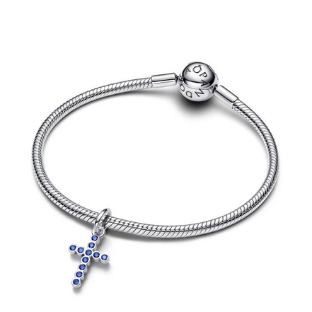 Pandora Stellar Blue Crystal Cross Dangle Charm