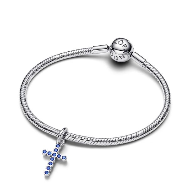 Pandora Stellar Blue Crystal Cross Dangle Charm