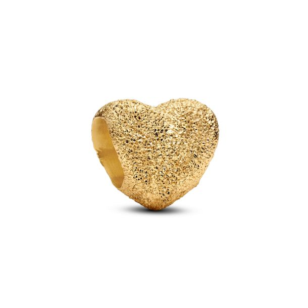Pandora Textured Heart Gold-Plated Mini Charm