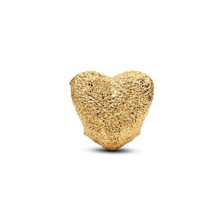 Pandora Textured Heart Gold-Plated Mini Charm
