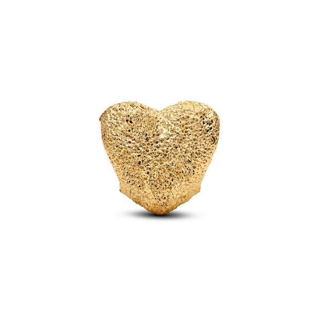 Pandora Textured Heart Gold-Plated Mini Charm