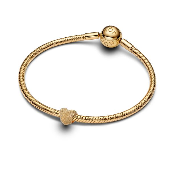 Pandora Textured Heart Gold-Plated Mini Charm