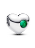 Pandora Moments Silver May Engravable Green Stone Heart Charm