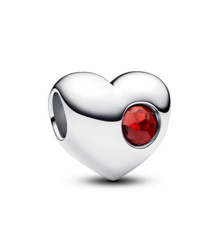 Pandora Moments Silver January Engravable Red Stone Heart Charm