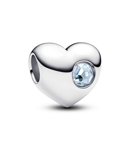 Pandora Moments Silver March Engravable Sea Aqua Blue Stone Heart Charm